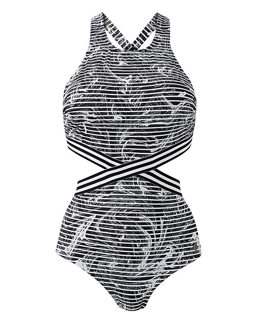 Sunseeker Marble Print Cut Out Swimsuit