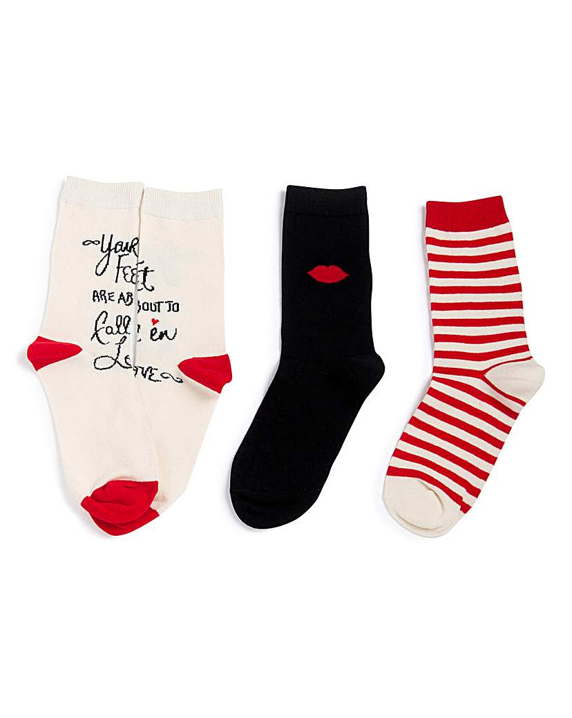 Image of LuLu Guinness 3 Pack Red Lips Socks