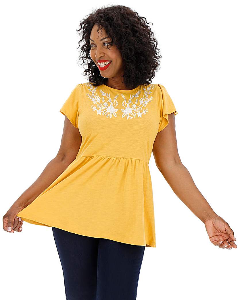 Image of Junarose Floral Embroidered Peplum Top