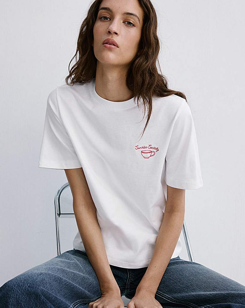 Mango Women's White T-Shirt Coffee Xxl