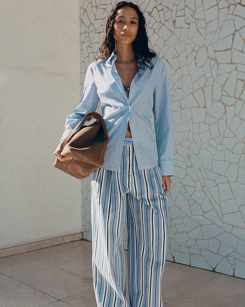 Mango Women's Blue Stripe Trousers Trilussa Size 10