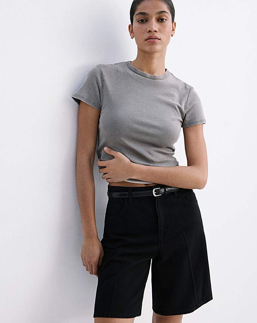 Mango High-Waist Straight-Fit Denim Shor