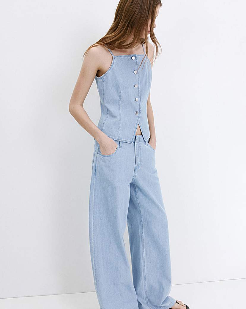 Mango Wide Leg Mid-Rise Jeans
