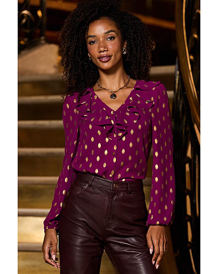 Sosandar Ruffle Front Chiffon Blouse