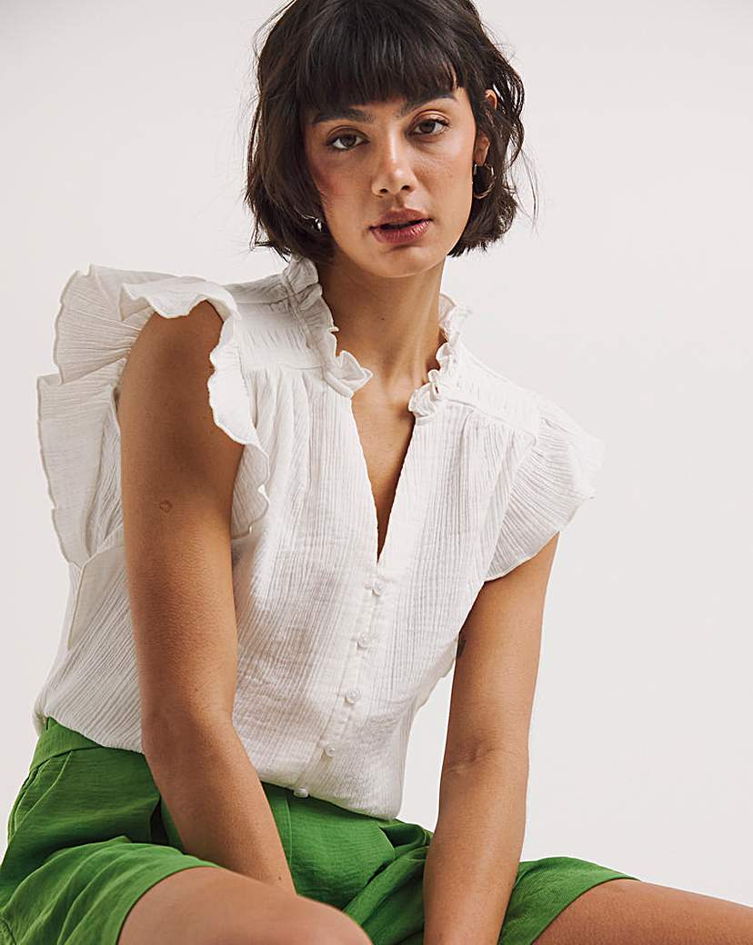 Cheesecloth Frill Sleeve Top