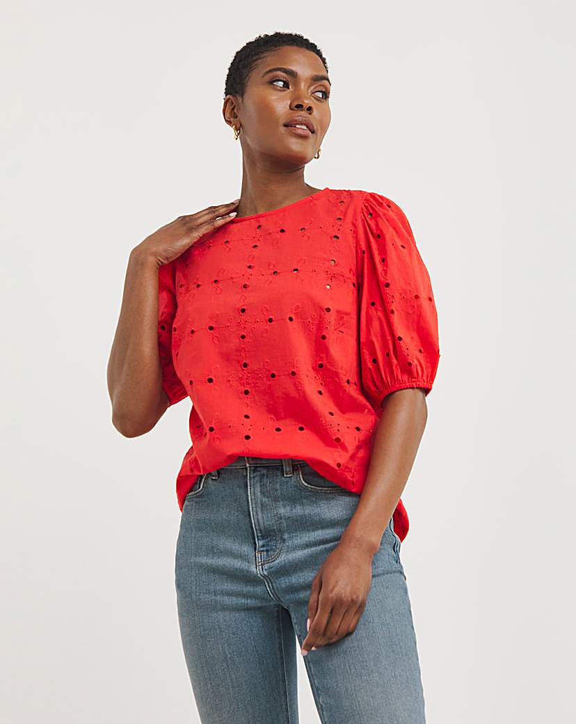 Puff Sleeve Broderie Top