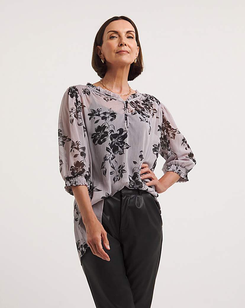 Chiffon Button Front Blouse