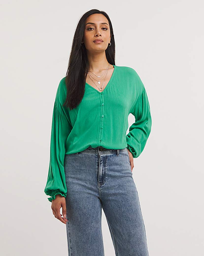 Dropped Shoulder Crinkle Blouse