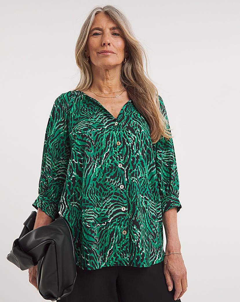 Collarless Viscose Blouse