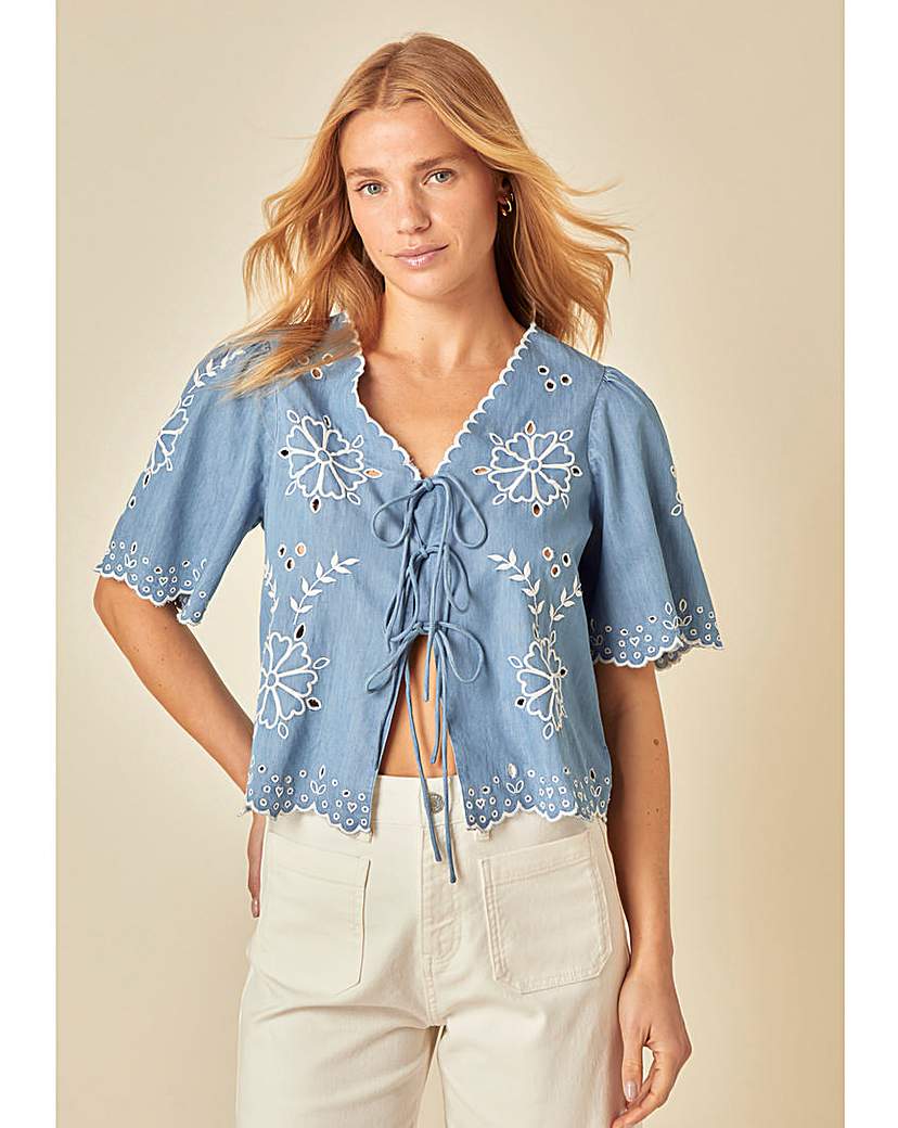 Nobodys Child Embroidered Tie Top