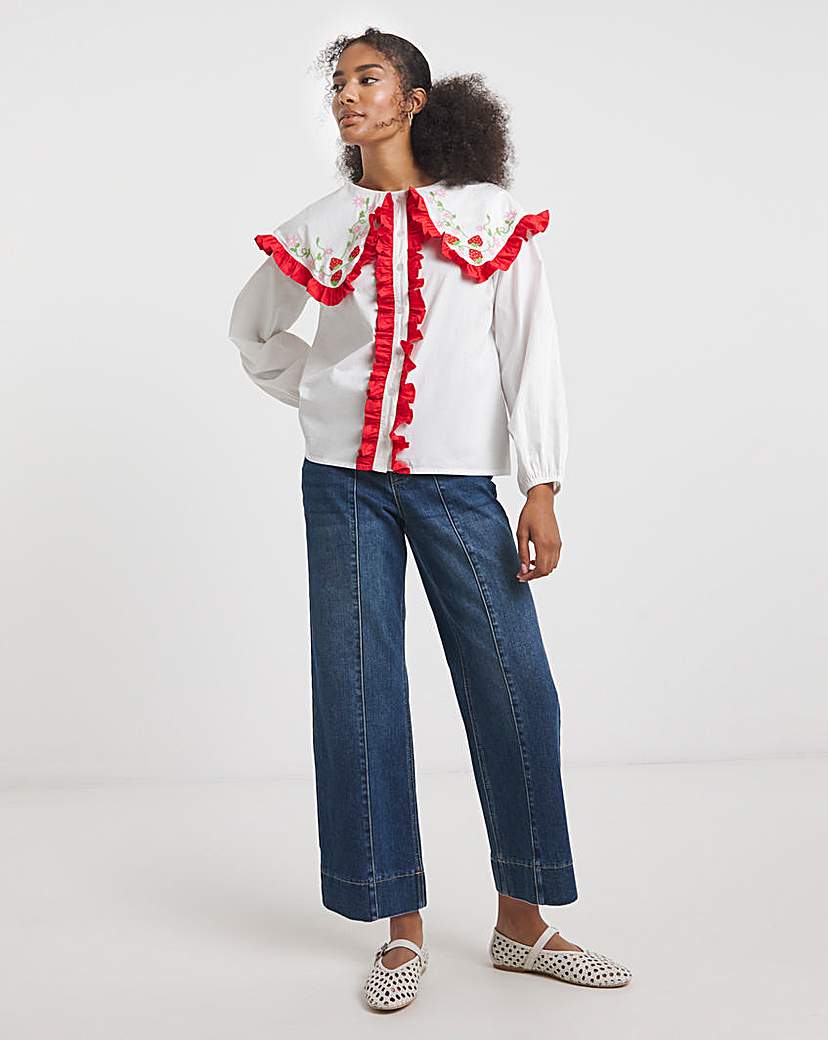 Neon Rose Embroidered Blouse
