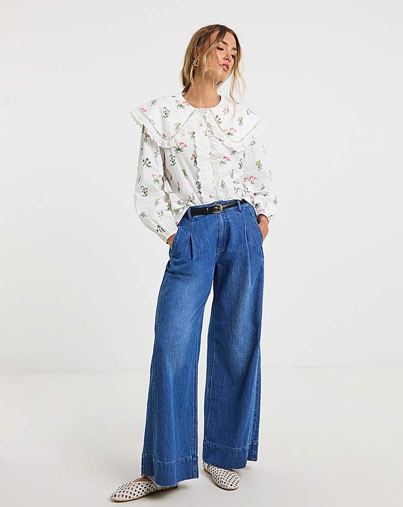 New In - Neon Rose Floral Cotton Blouse