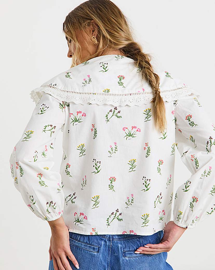Neon Rose Floral Cotton Blouse