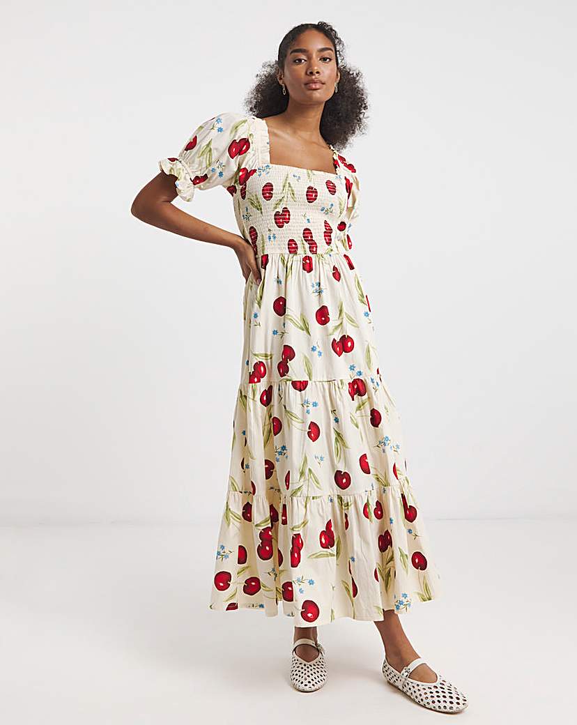 New In - Neon Rose Cherry Midaxi Dress