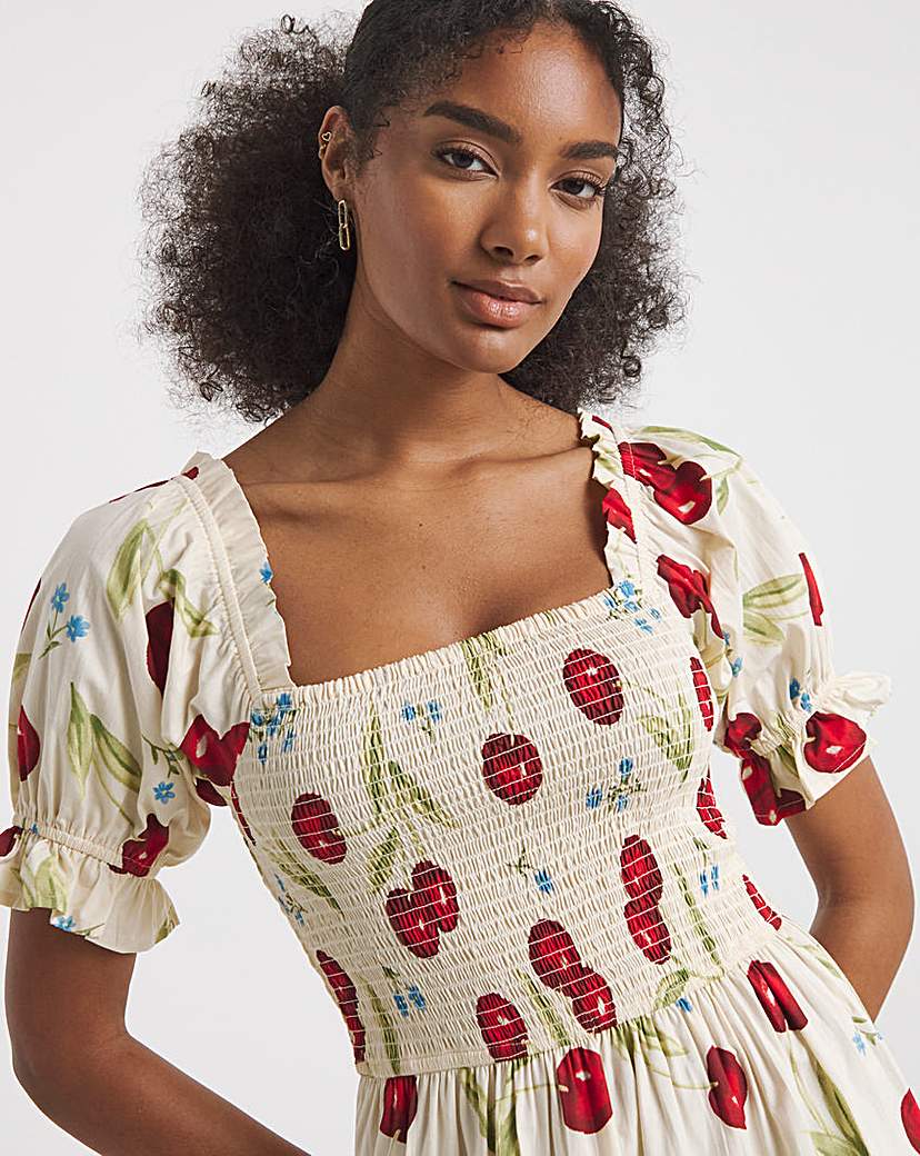 Neon Rose Cherry Midaxi Dress