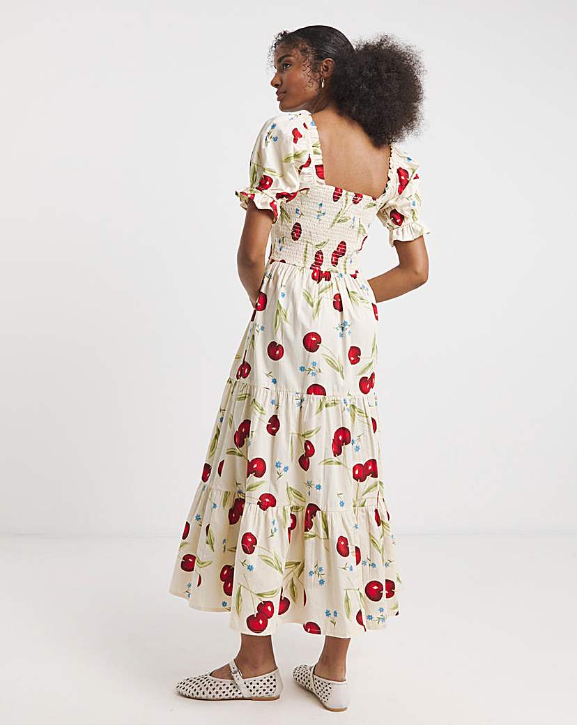 Neon Rose Cherry Midaxi Dress
