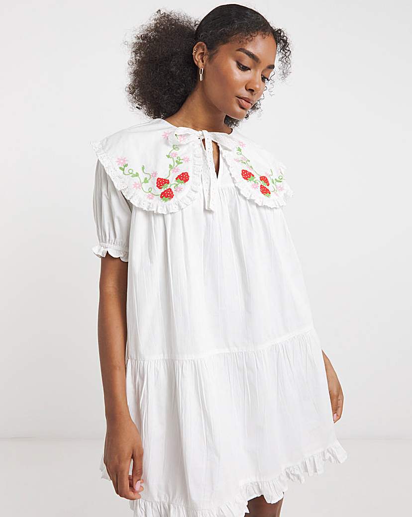 New In - Neon Rose White Cotton Dress