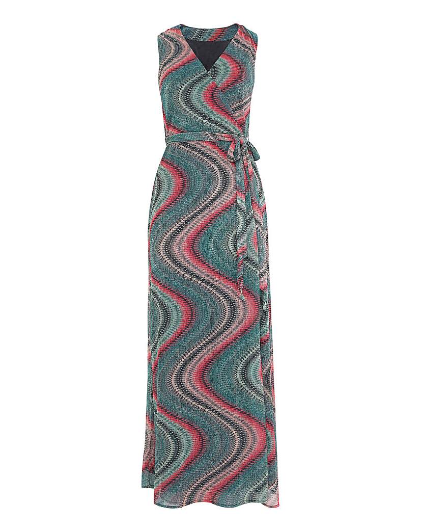 Geo Print Plisse Maxi Dress