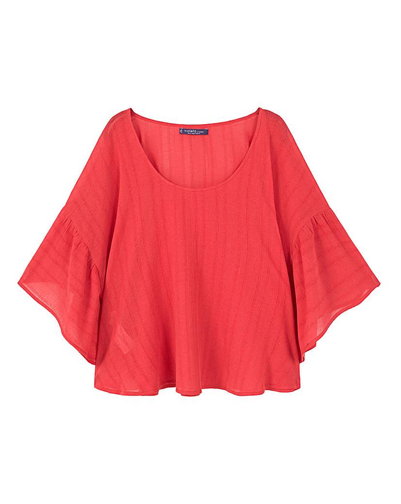 Violeta by Mango Fluted Sleeve Cape Top