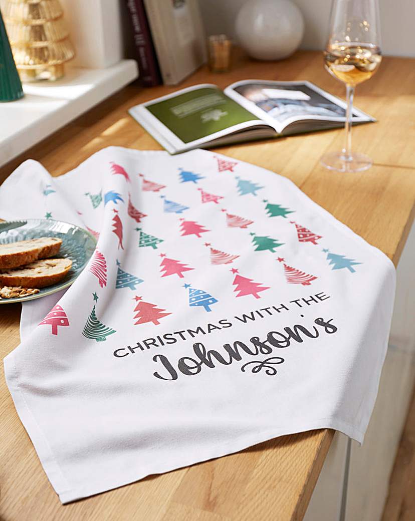 Image of Personalised Family Christmas Tea Towel
