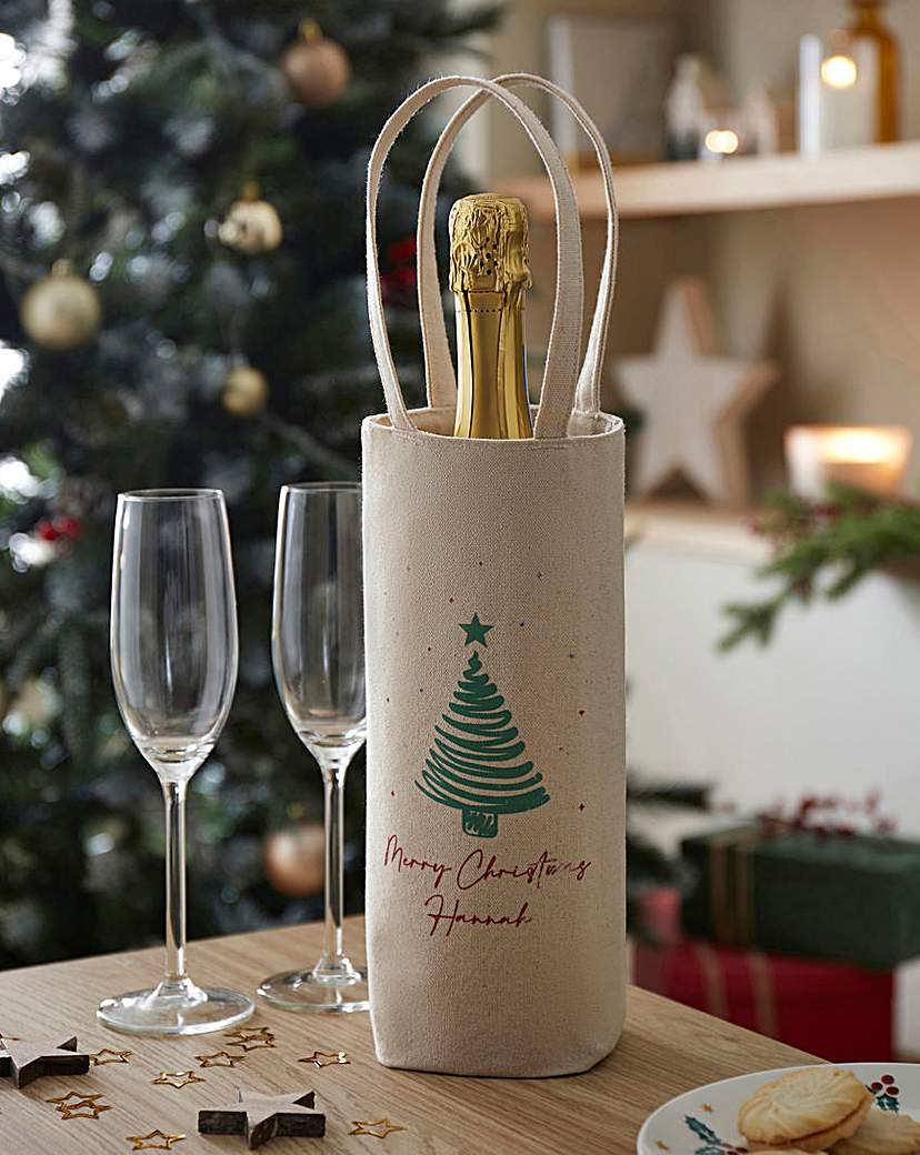 Image of Personalised Merry Christmas Bottle Bag