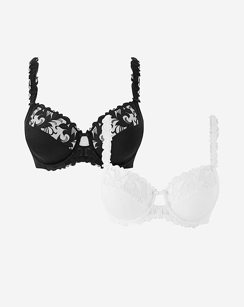 2 Pack Flora Full Cup Black/White Bras