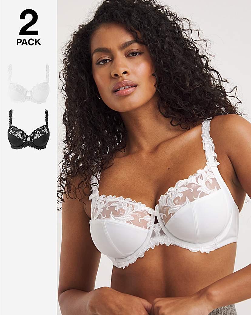 2 Pack Flora Full Cup Black/White Bras