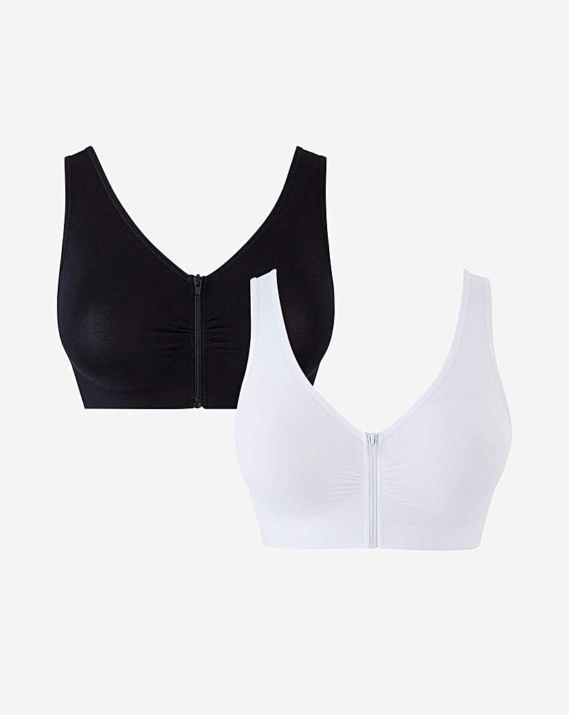 2Pk Zip Fastening Blk/Wht Comfort Tops