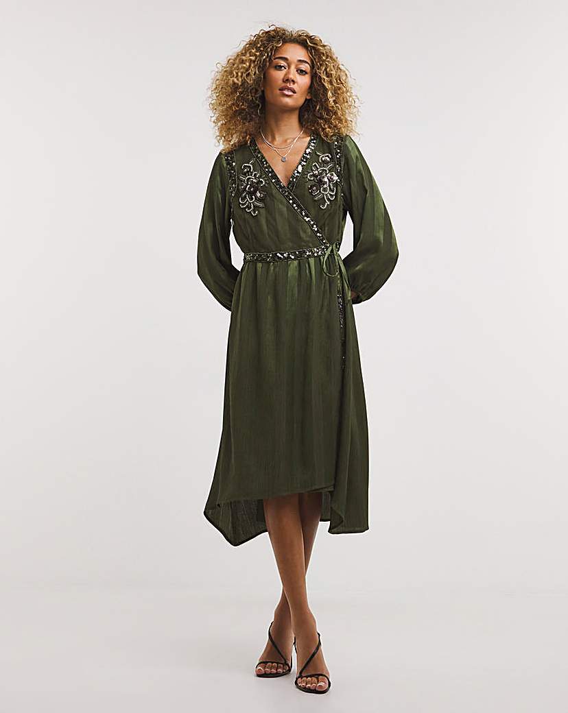 Joe Browns Embroidery Sequin Wrap Dress