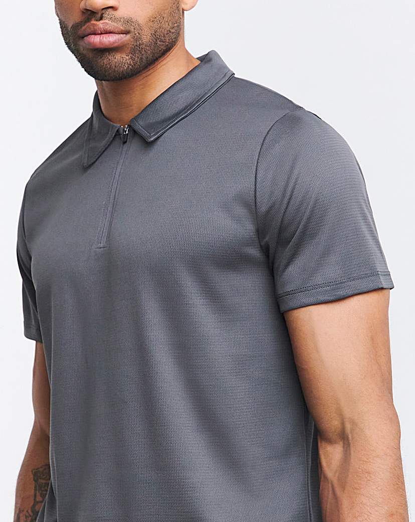 Active Grey Zip Polo