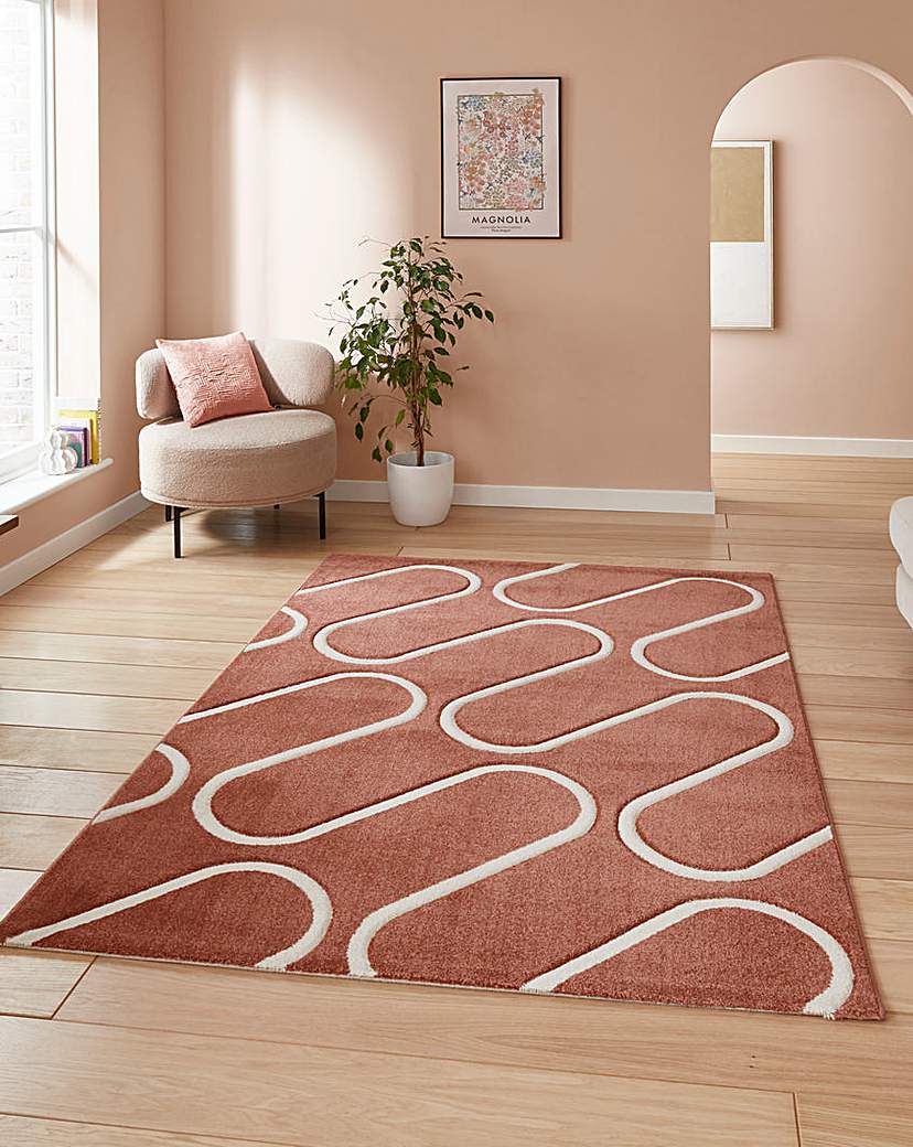 Catherine Lansfield Linear Curve Rug Terracotta Catherine …