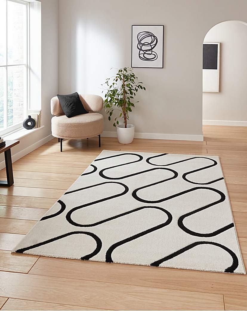 Catherine Lansfield Linear Curve Rug Monochrome Catherine …