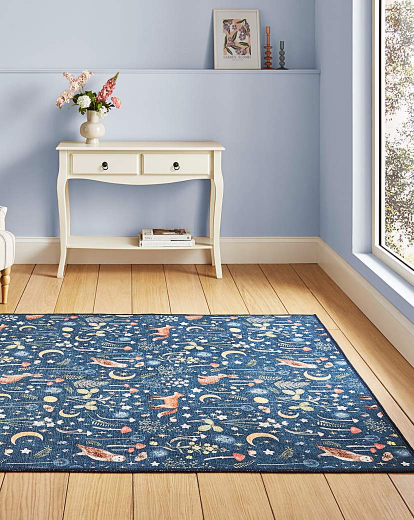 Catherine Lansfield Twilight Animals Rug Blue Catherine …