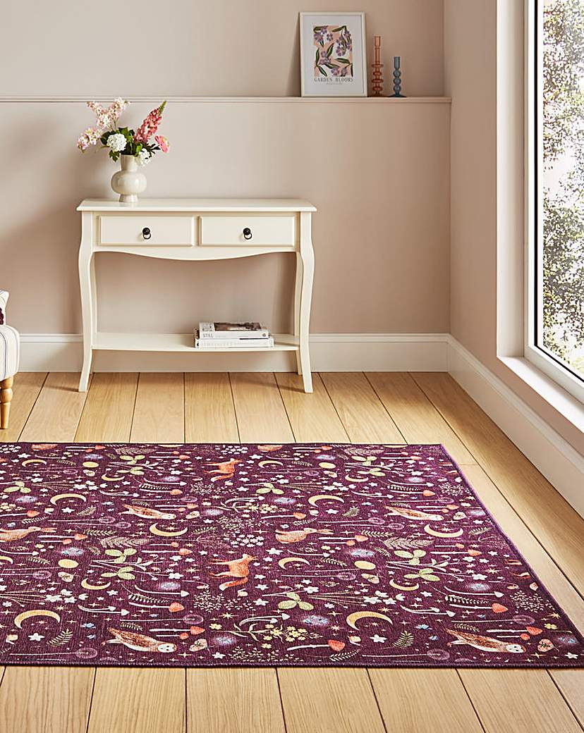 Catherine Lansfield Twilight Animals Rug Plum Catherine …
