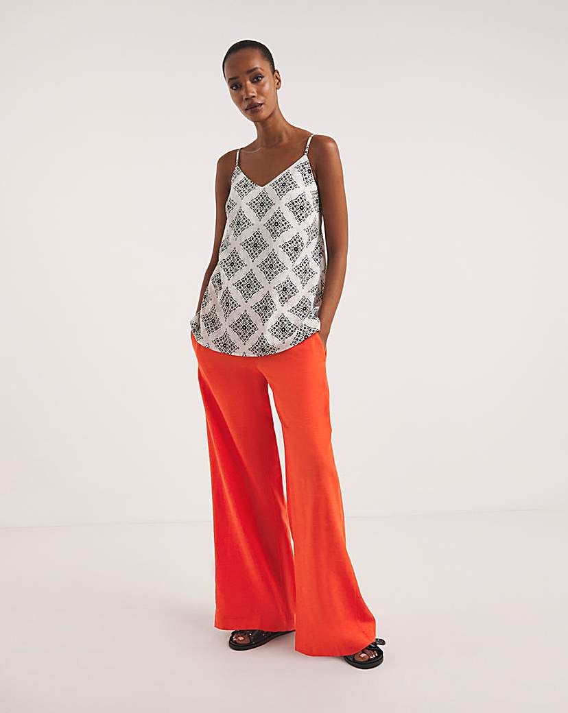 Tomato Linen Mix Wide Leg Trousers