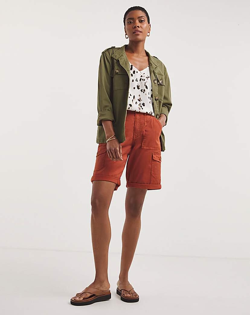 Rust Soft Stretch Cargo Detail Shorts