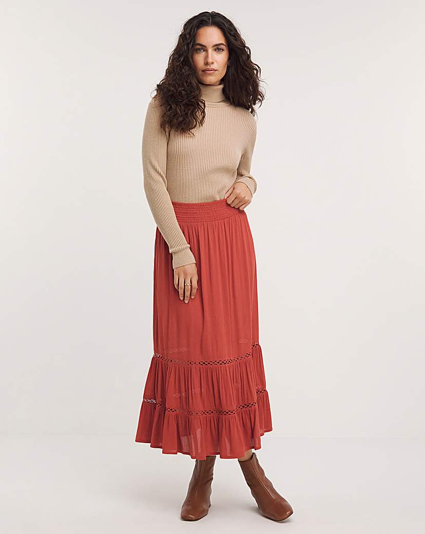 Cinnamon Crinkle Midi Skirt