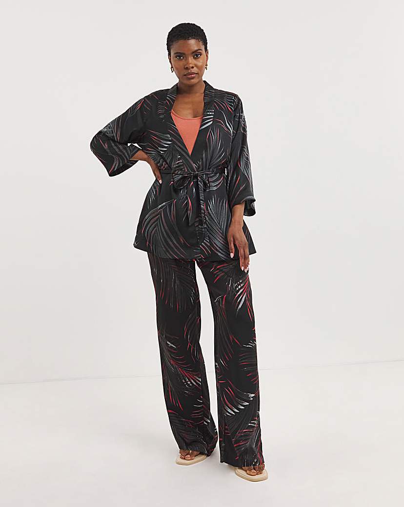 Printed Satin Wide Leg Trousers