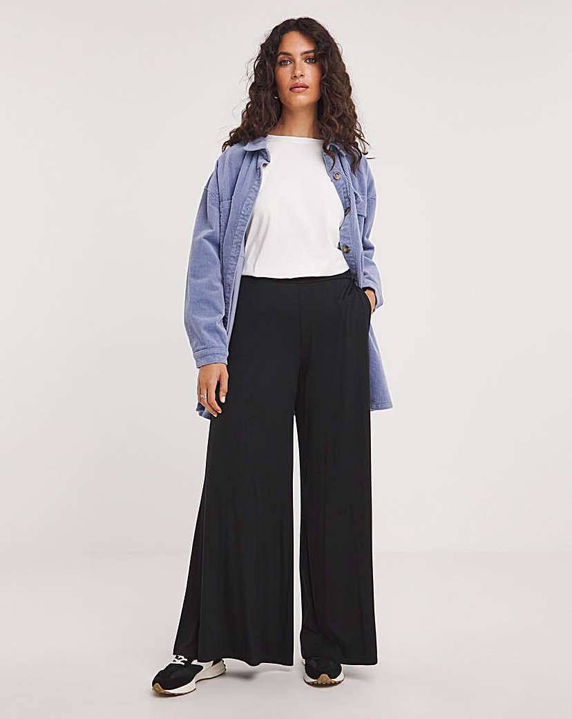 Black Jersey Palazzo Trousers