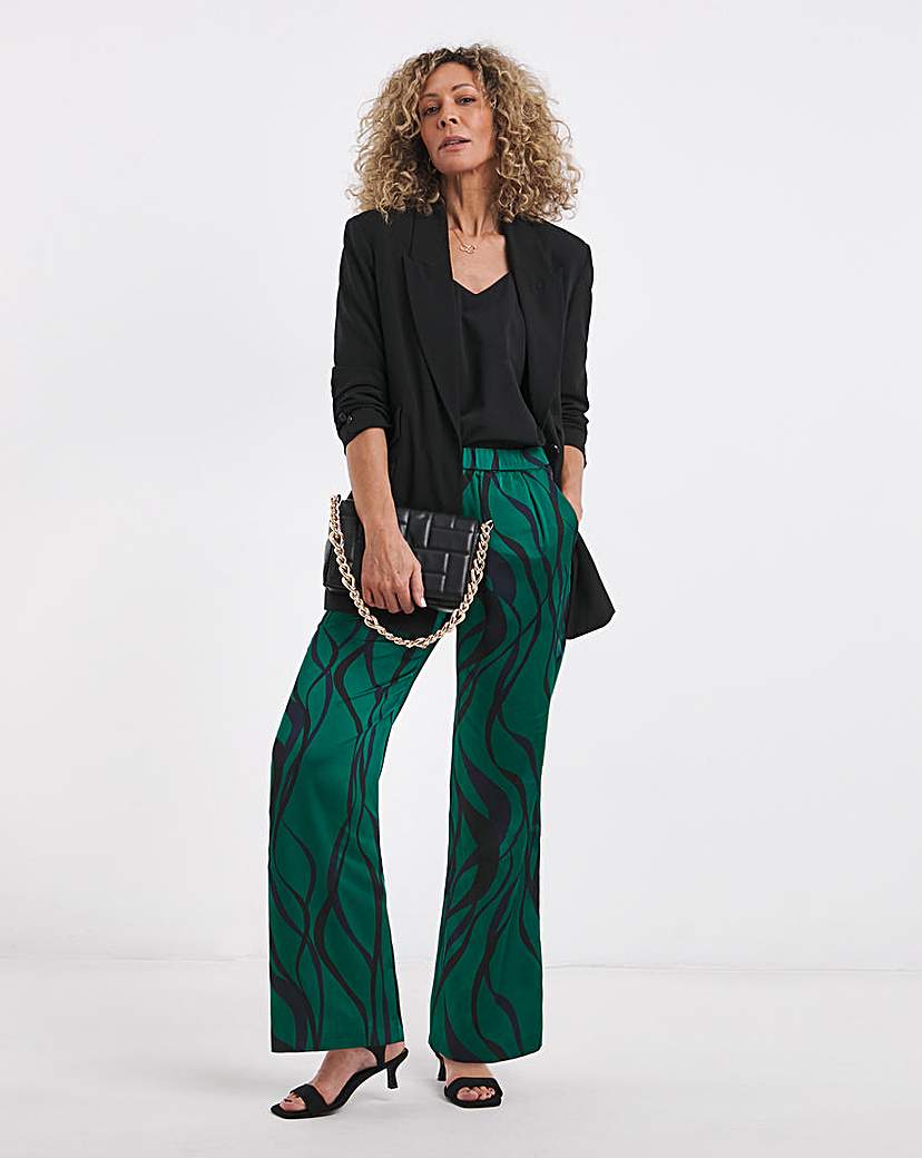 Printed Satin Wide Leg Trousers