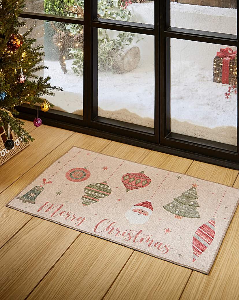Christmas Baubles Washable Doormat