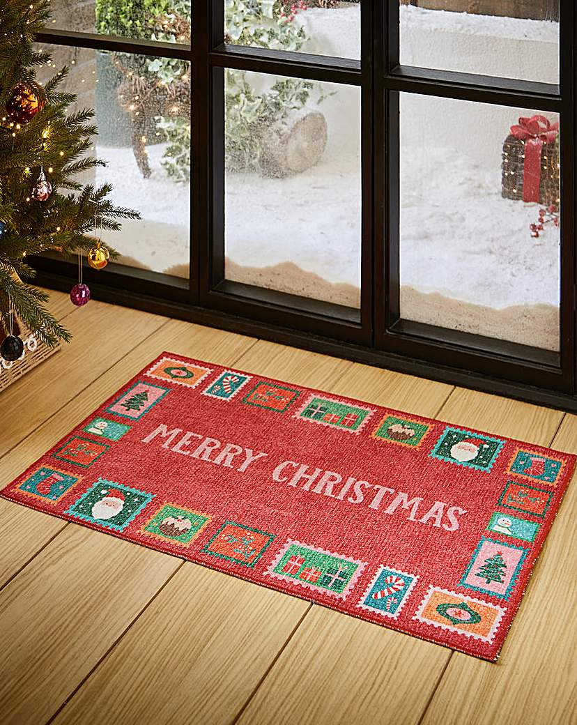 Christmas Stamps Washable Doormat