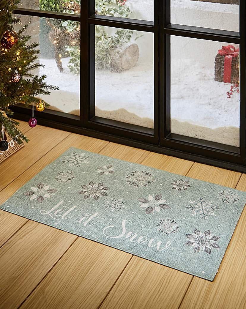 Christmas Snowflakes Washable Doormat
