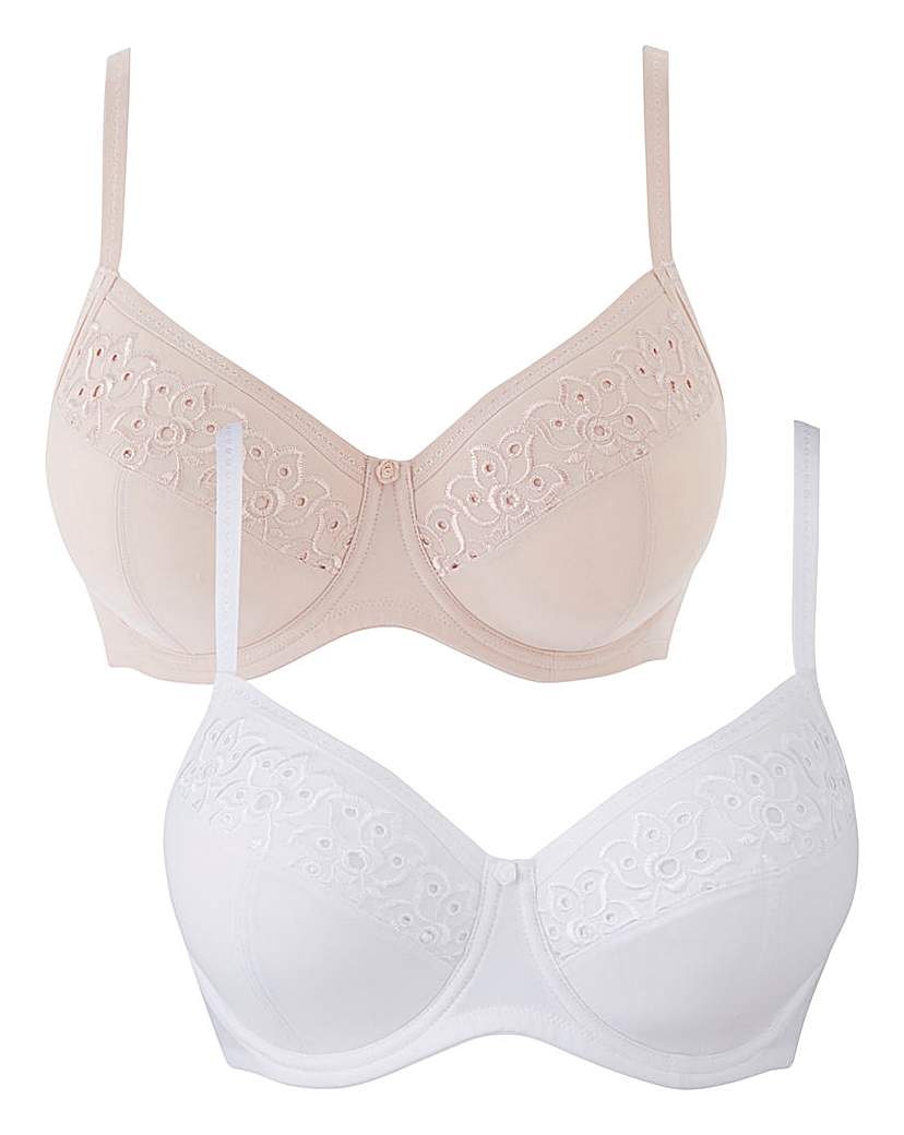 Image of 2 Pack Rose Full Cup Wired White/Nat Bra