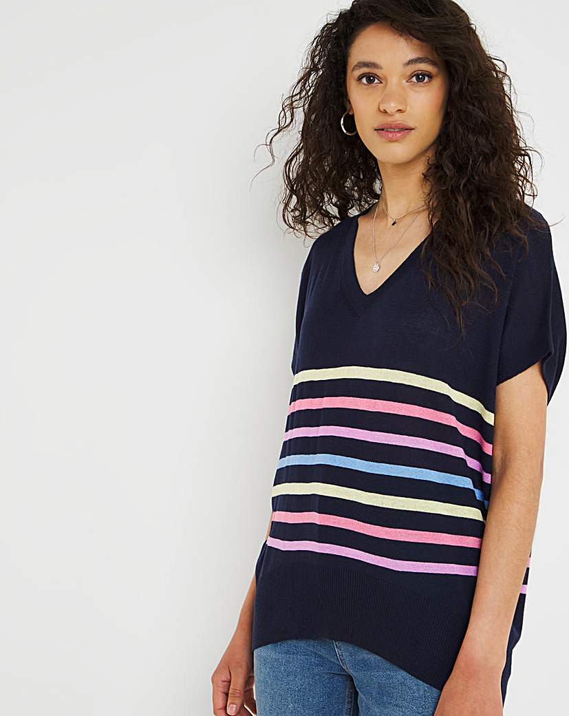 Navy Stripe Short Sleeve Jumper