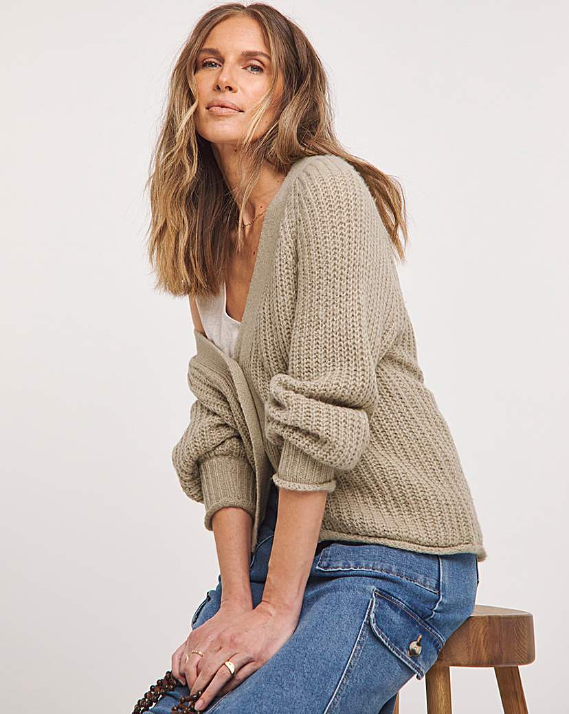 Cardigan With Rolled Hem