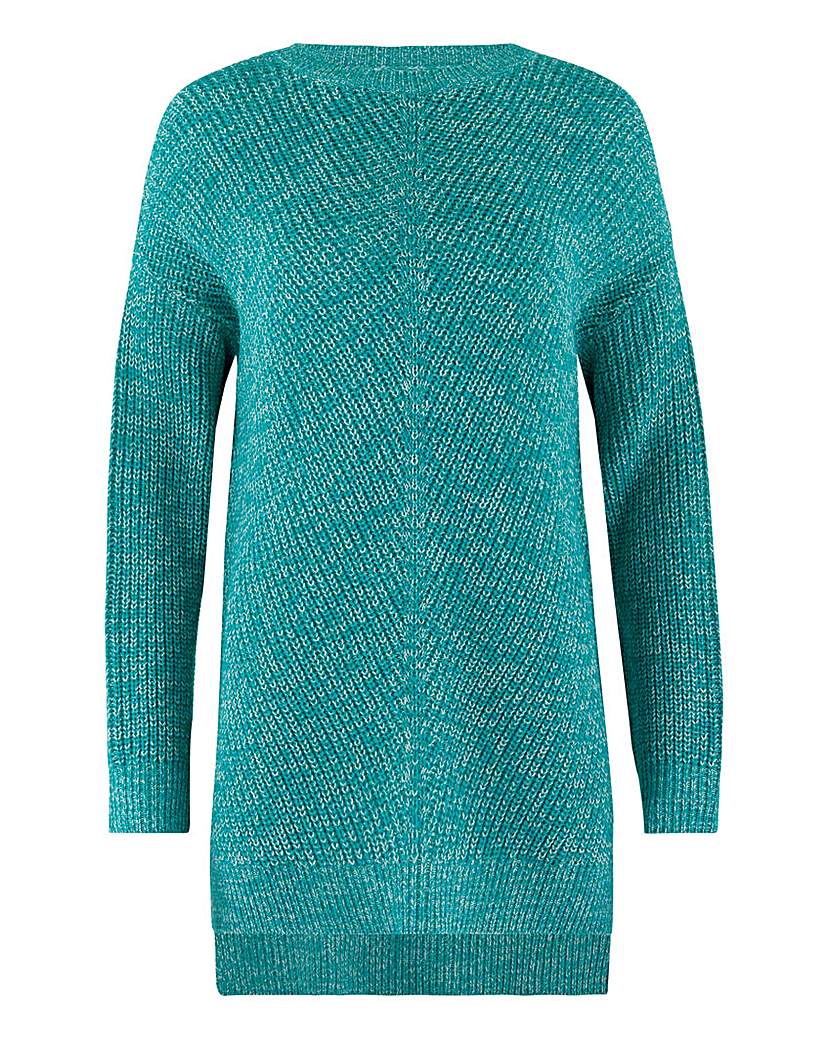 Turq/Ivory Twist Crew Neck Tunic