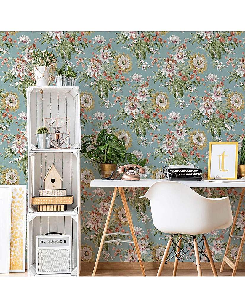 Boutique Martha Duck Egg Floral W/Paper