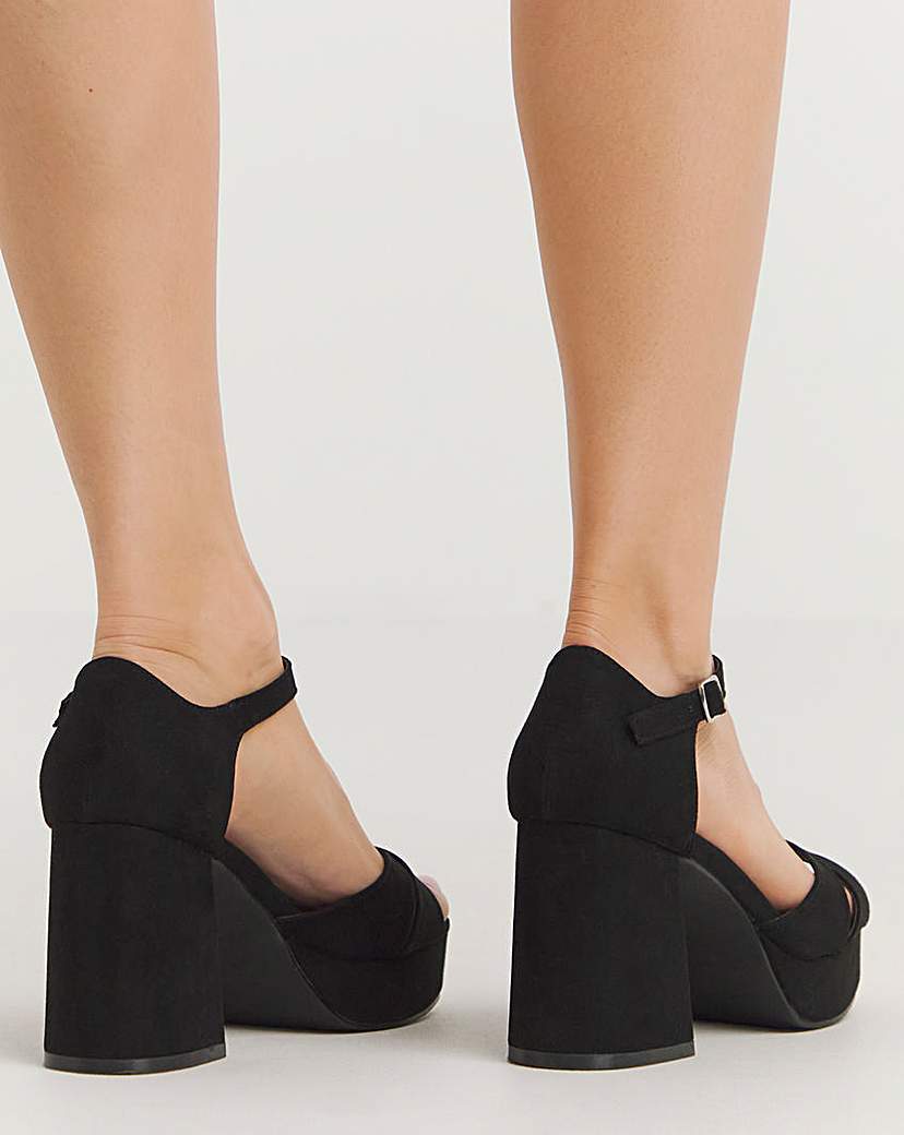 Cross Platform Heeled Sandals Ex Wide