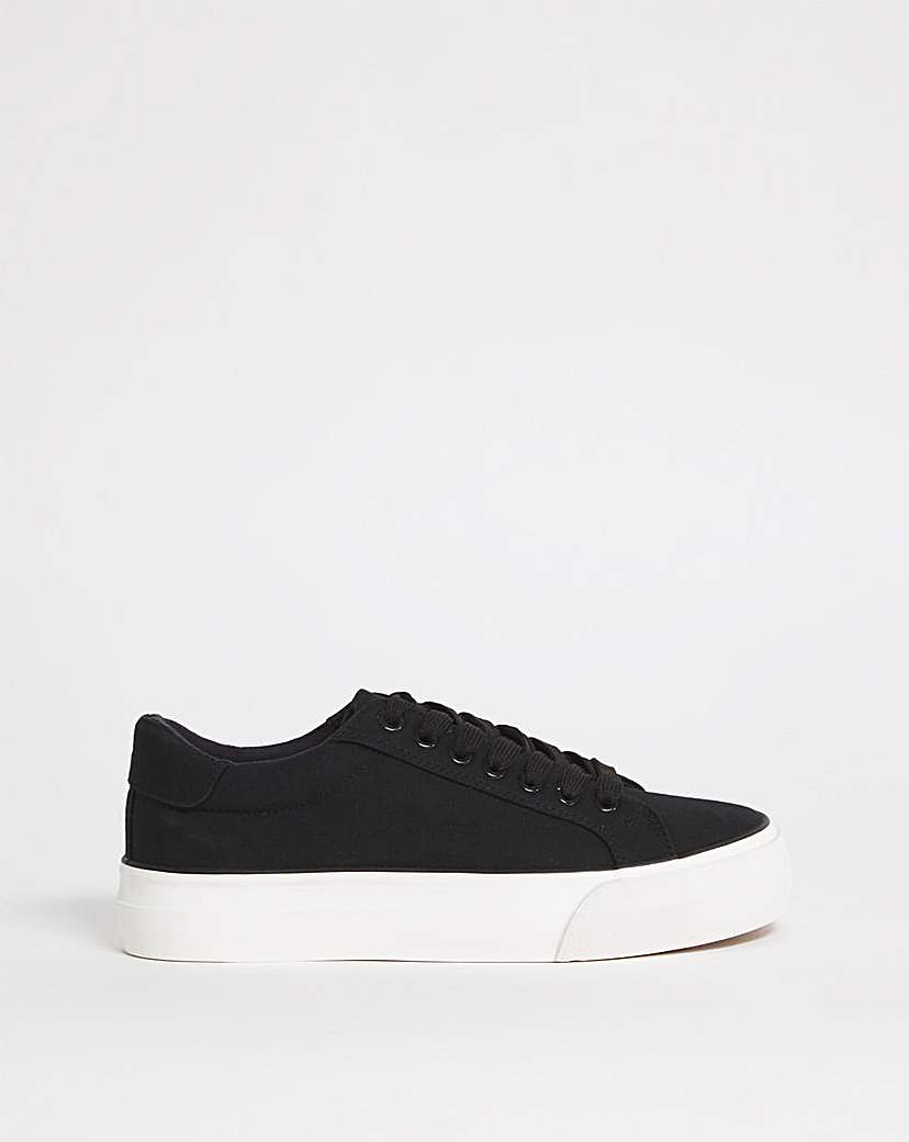 Canvas Lace Up Trainers Wide Fit